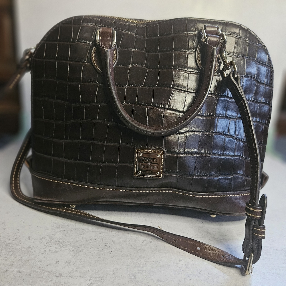 Dooney & Bourke Brown Croc-Embossed Leather Bag